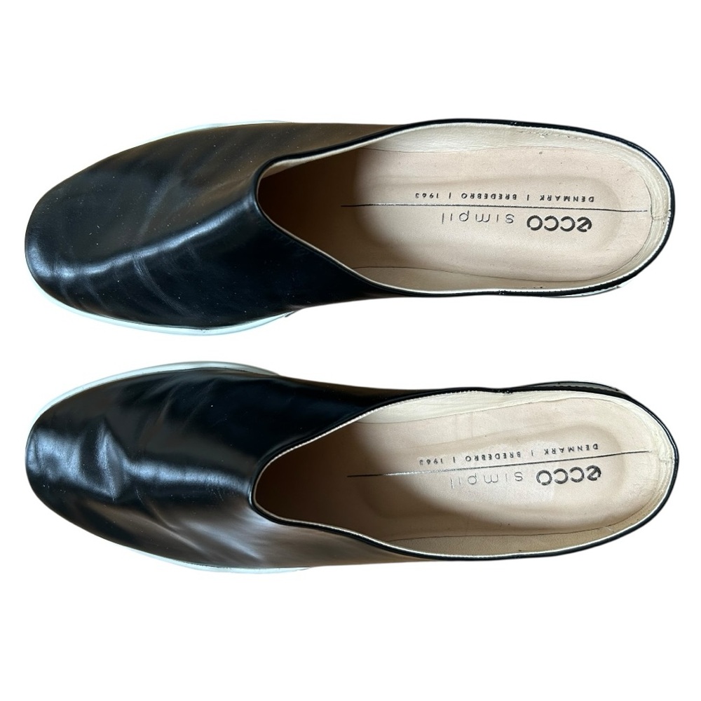ECCO Simpil Woman's Black Leather Ballerina Slip-On Loafers Mules 41 (10-10.5) - Picture 3 of 8